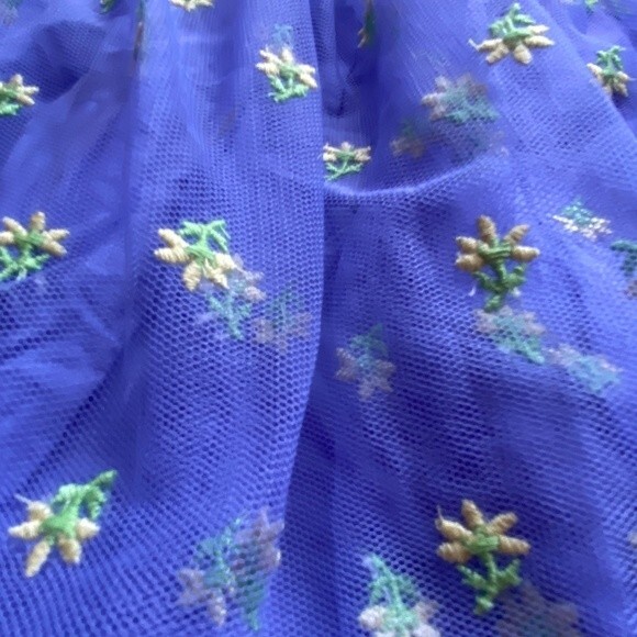 PEEK Baby Girl’s Floral Embroidered Spaghetti Purple Dress with Smocked Chest - Picture 4 of 4